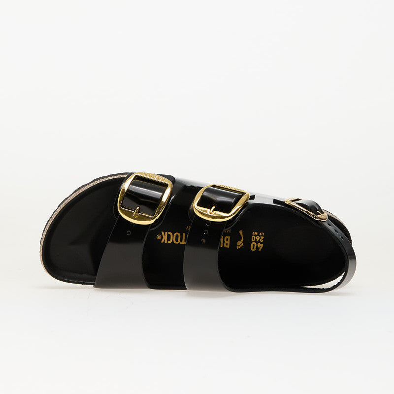 Birkenstock Milano Big Buckle Natural Leather Patent High-Shine Black