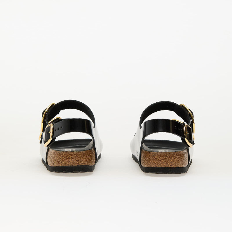Birkenstock Milano Big Buckle Natural Leather Patent High-Shine Black