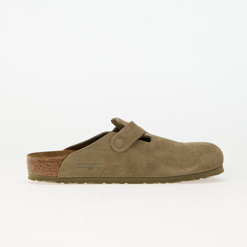 Birkenstock Boston Leather Velvet Faded Khaki