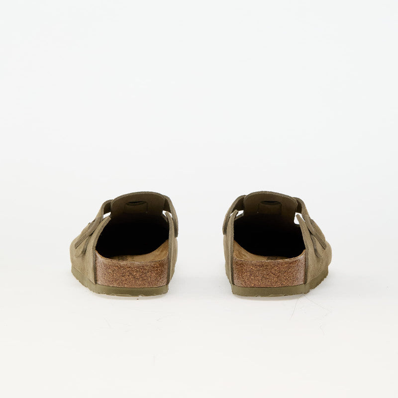 Birkenstock Boston Leather Velvet Faded Khaki