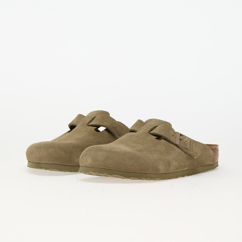 Birkenstock Boston Leather Velvet Faded Khaki