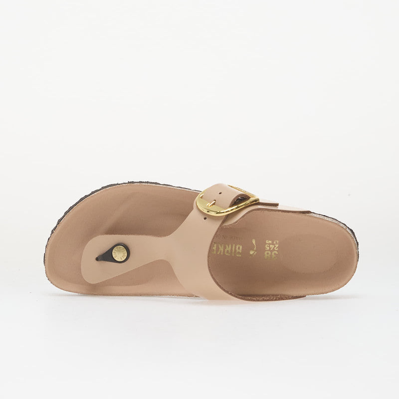 Birkenstock Gizeh Big Buckle Natural Leather Patent Women High-Shine New Beige
