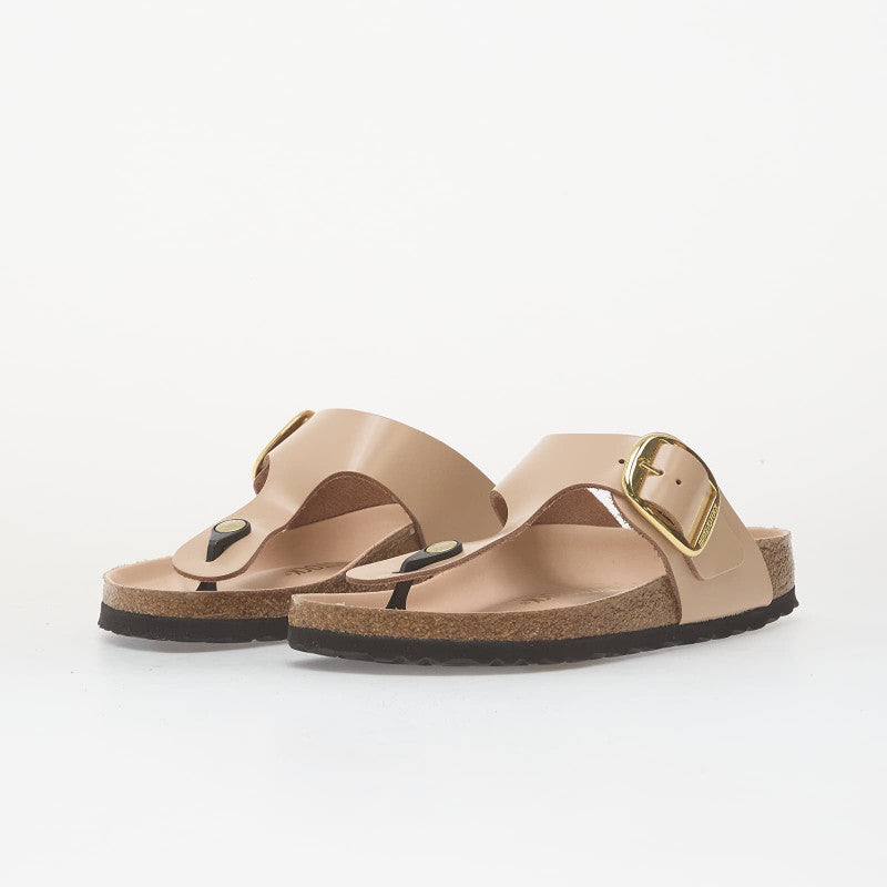 Birkenstock Gizeh Big Buckle Natural Leather Patent Women High-Shine New Beige