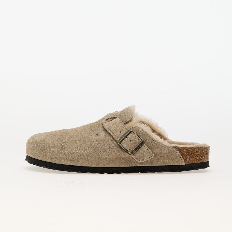 Birkenstock Boston Shearling Suede Leather/Fur Taupe