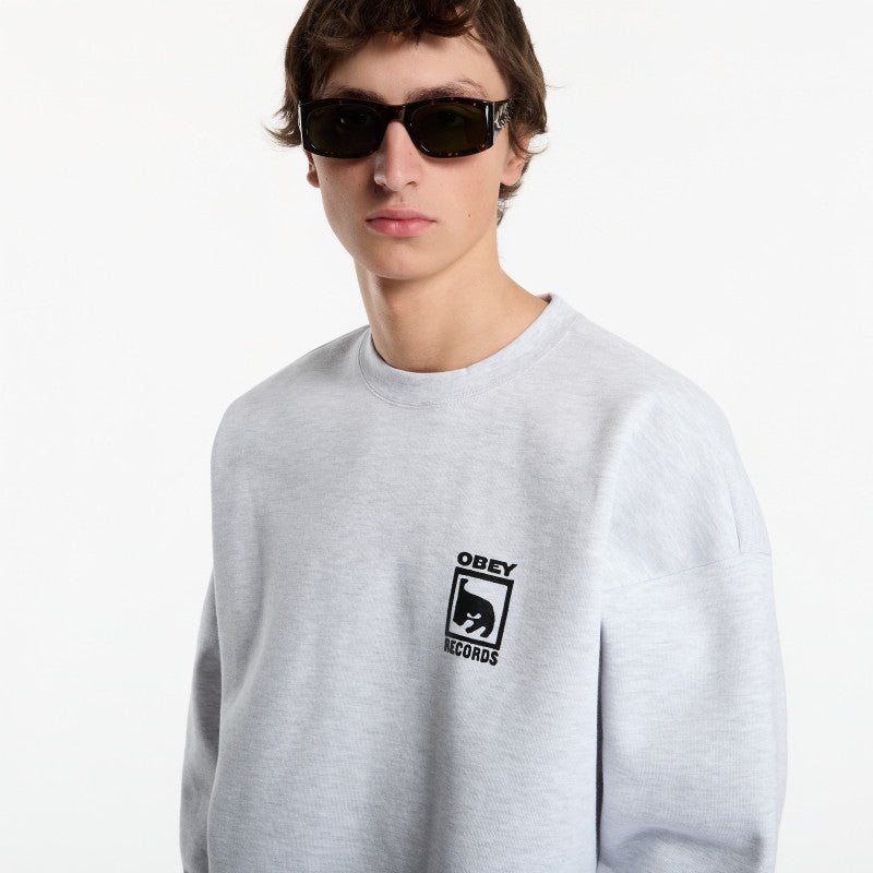 Obey Records Extra Heavy Crew Ash Grey