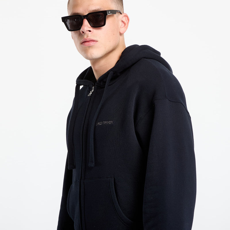 Daily Paper Boxy Zip Up Hoodie Black