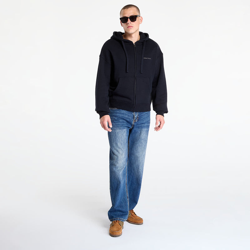 Daily Paper Boxy Zip Up Hoodie Black