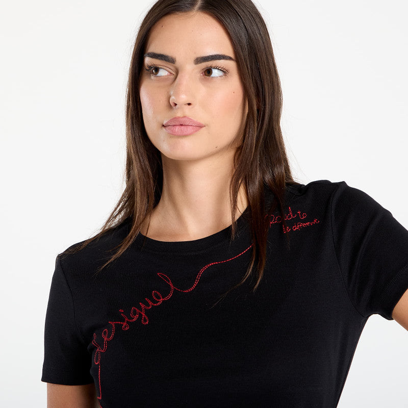 Desigual T-Shirt With Embroidered Lettering Black