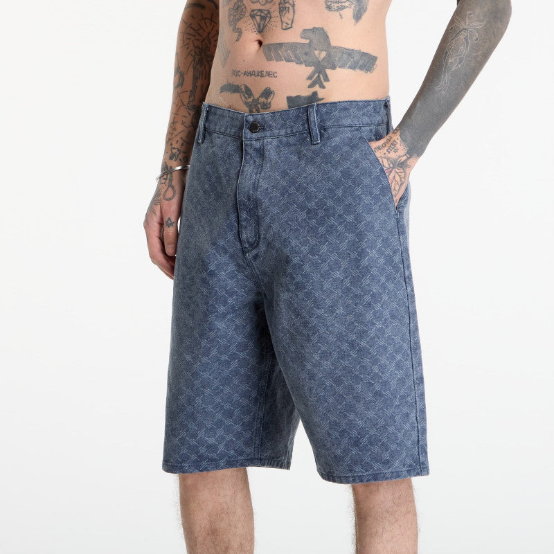 Daily Paper Washed Monogram Woven Shorts Blue Wing Teal