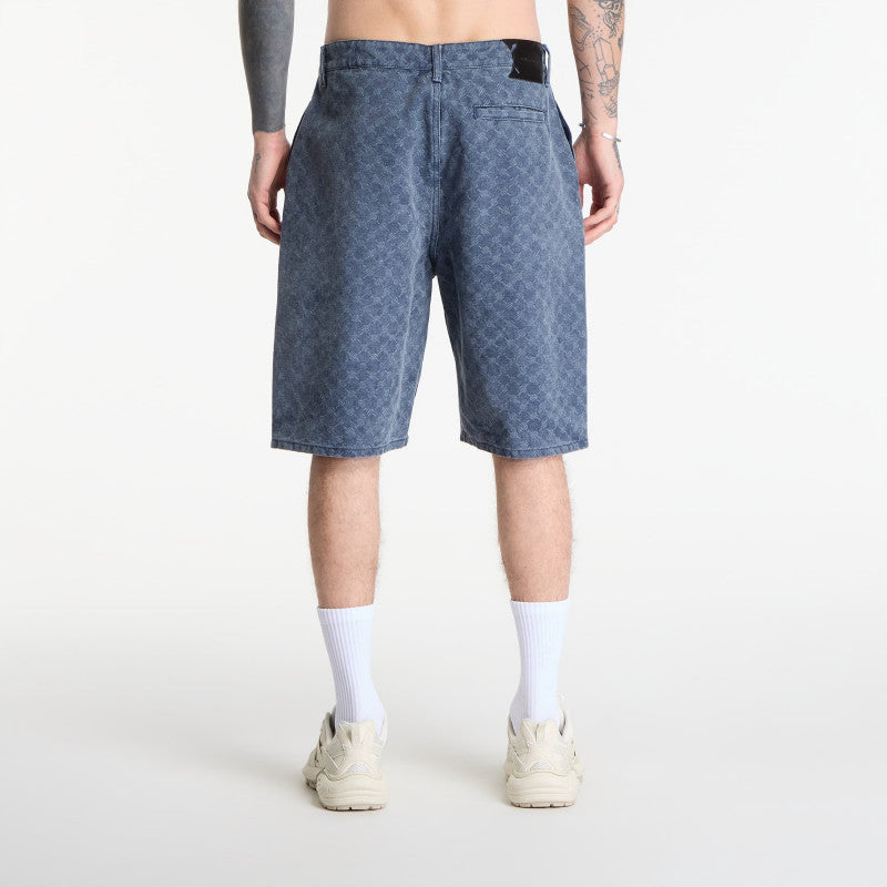 Daily Paper Washed Monogram Woven Shorts Blue Wing Teal