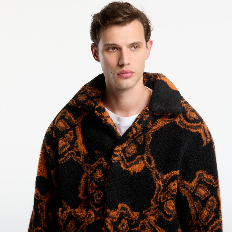 Daily Paper Burned Shield Fur Jacket Black