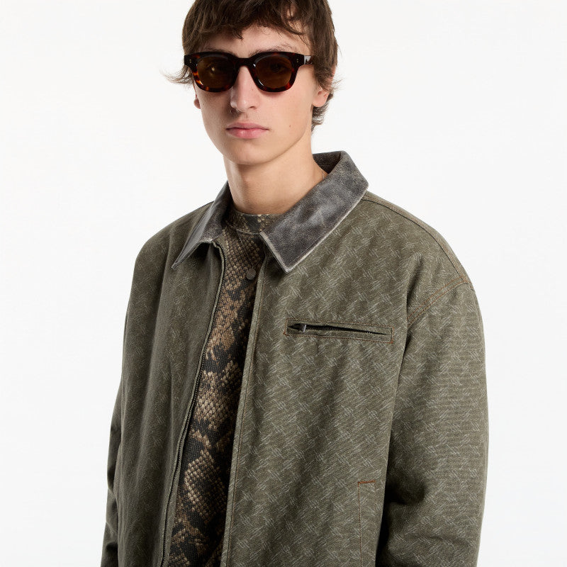 Daily Paper Fur Collar Monogram Workwear Jacket Army Green