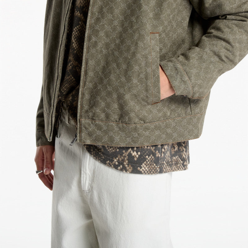 Daily Paper Fur Collar Monogram Workwear Jacket Army Green