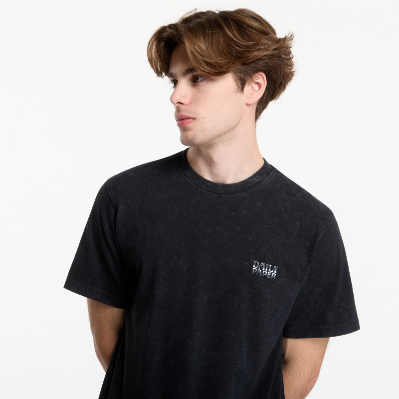 Daily Paper Textured Metallic Shield T Shirt Washed Black