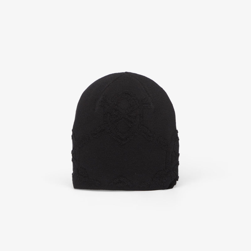 Daily Paper Textured Shield Skull Cap Beanie Black