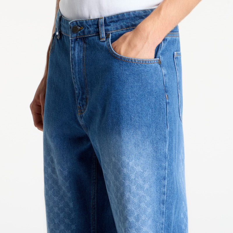 Jeansy Daily Paper Faded Monogram Amba Jeans Mid Blue