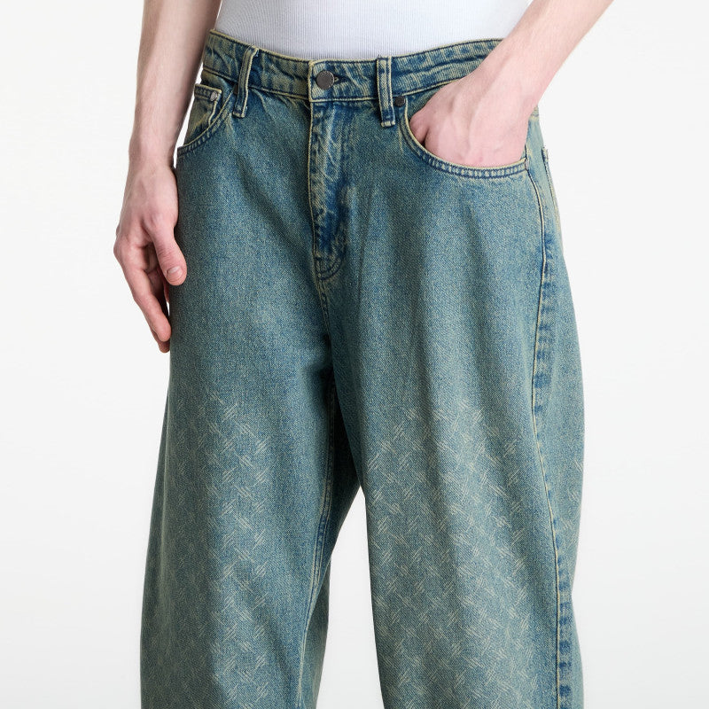 Jeansy Daily Paper Faded Monogram Amba Jeans V2 Bleached Denim Blue