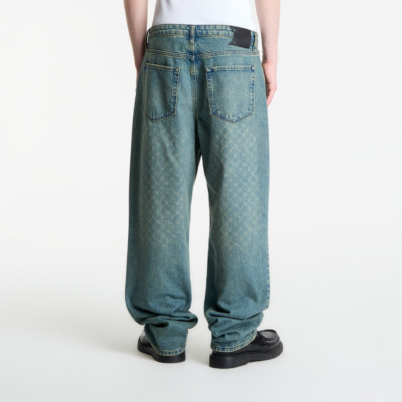 Jeansy Daily Paper Faded Monogram Amba Jeans V2 Bleached Denim Blue