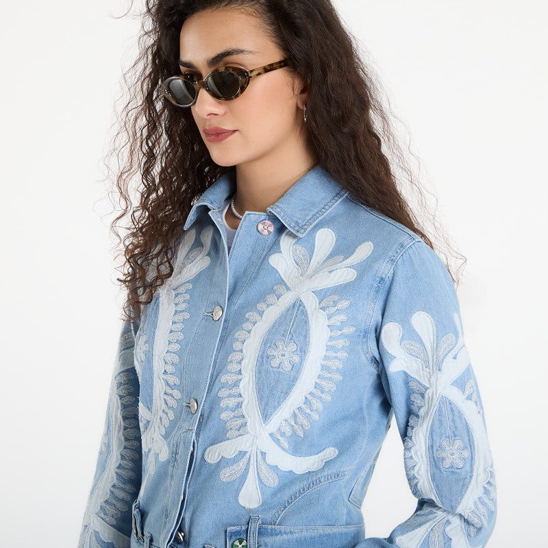 Desigual Chaq Border Coat Blue