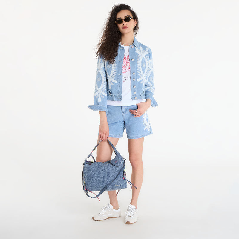 Desigual Chaq Border Coat Blue
