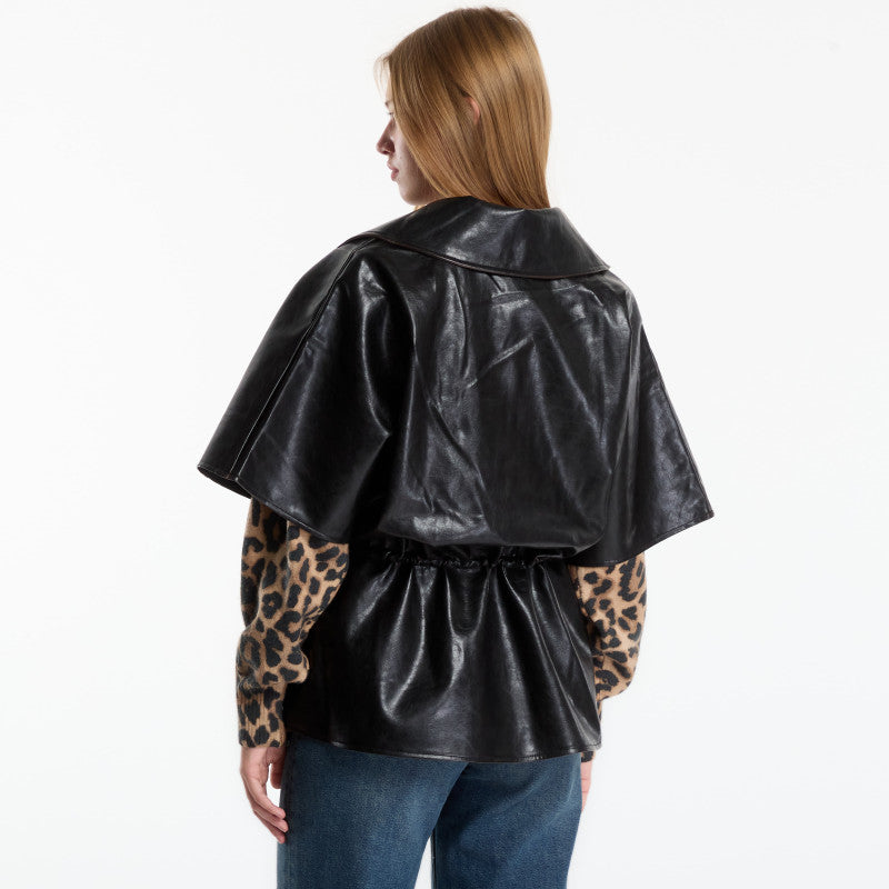 Desigual Poncho Leather Effect Jacket Black
