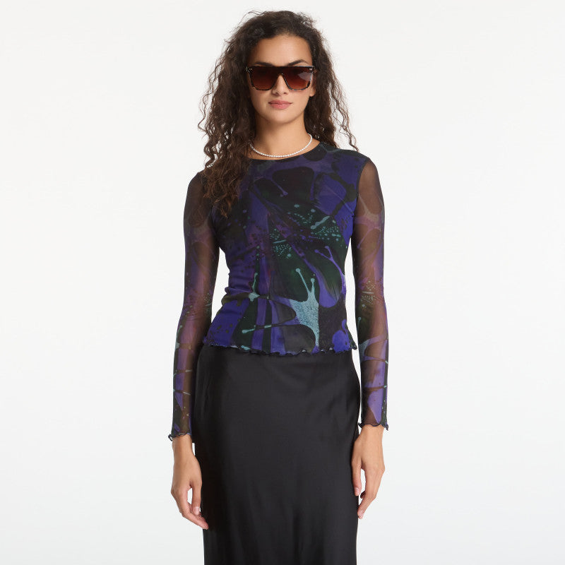Desigual Dots Leaf Lacroix T-Shirt Blue