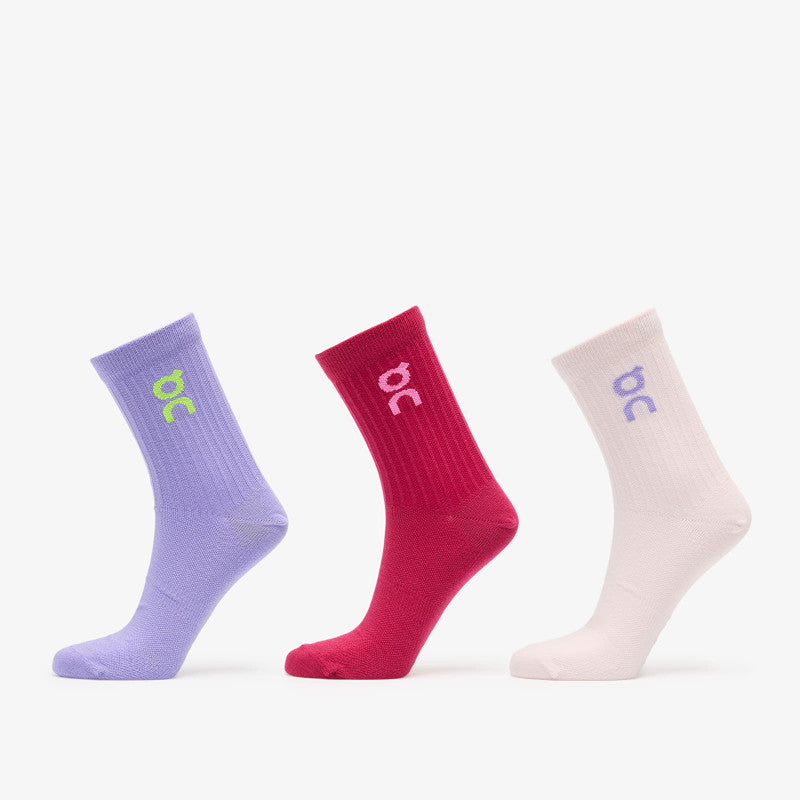 On Logo Sock High 3-Pack Orchid/ Comet