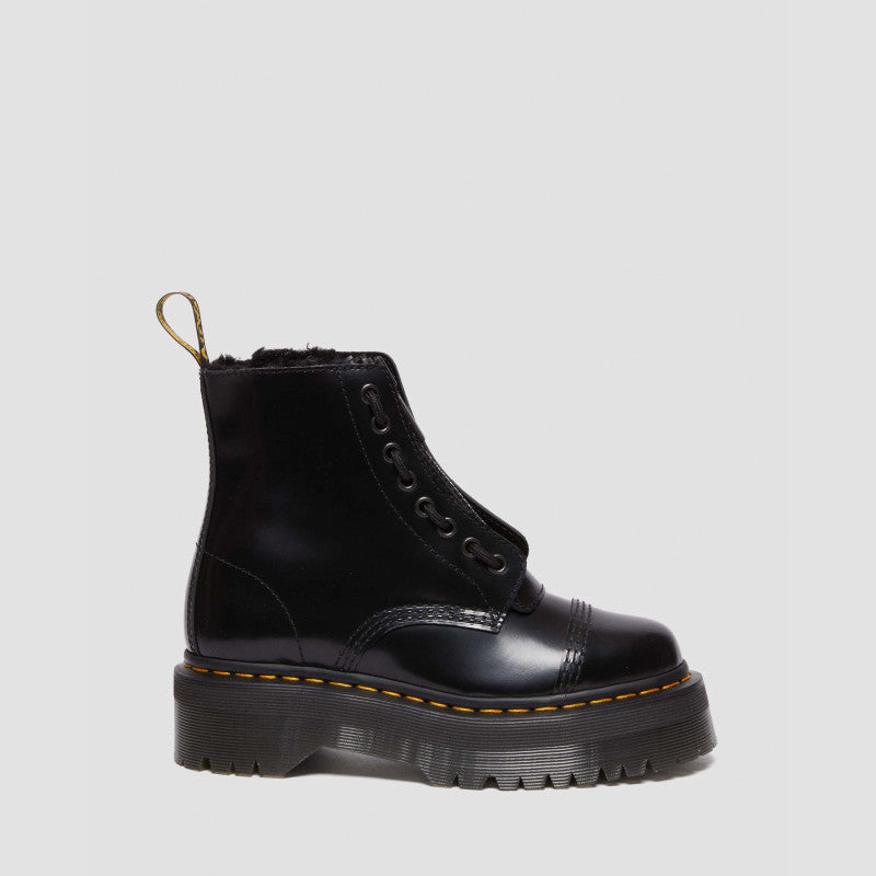 Dr. Martens Sinclair FL Black Buttero & Black Faux Sheepskin
