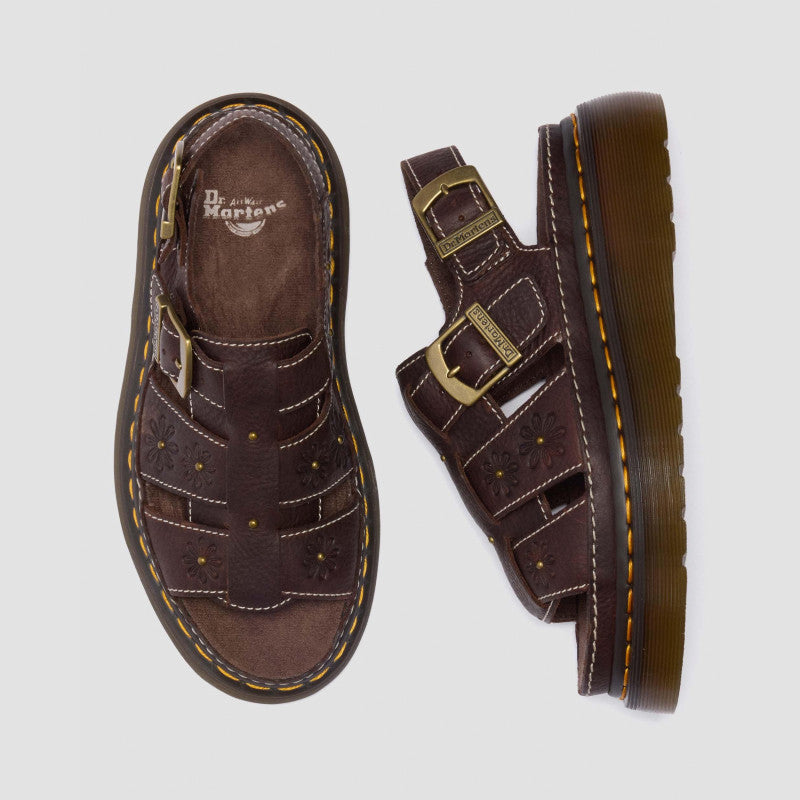 Dr. Martens WRENLIE OPEN FL Dark Brown Grizzly