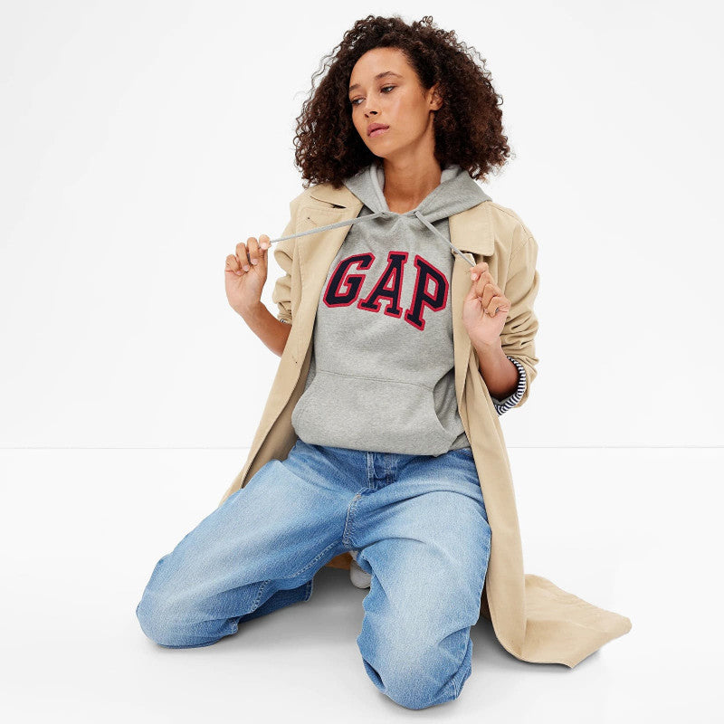 GAP Logo Pullover Hoodie Light Heather Grey