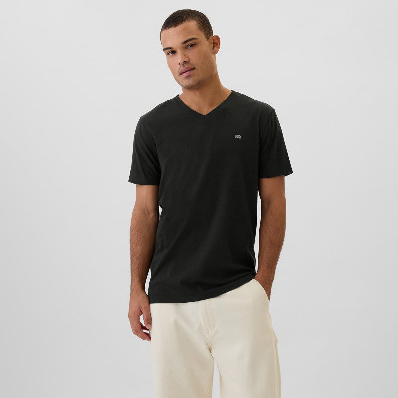 GAP Micro Logo Vneck Tee True Black