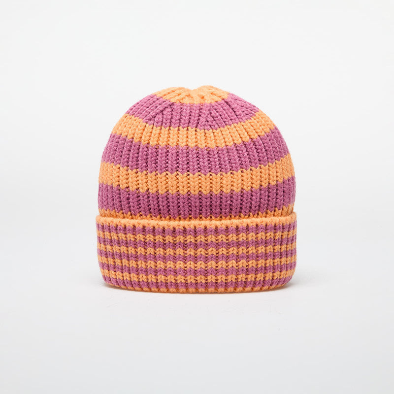 New Era Knit Medium Stripe Beanie Orange Glaze