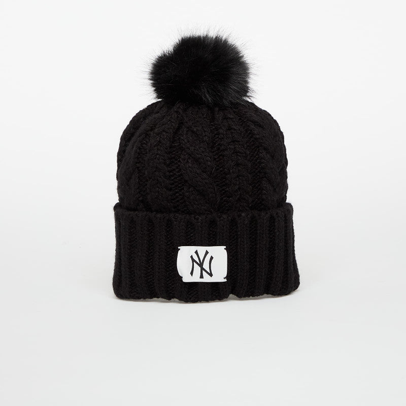 New Era Knit Medium Wmns MLB Cable Wide Beanie New York Yankees Black