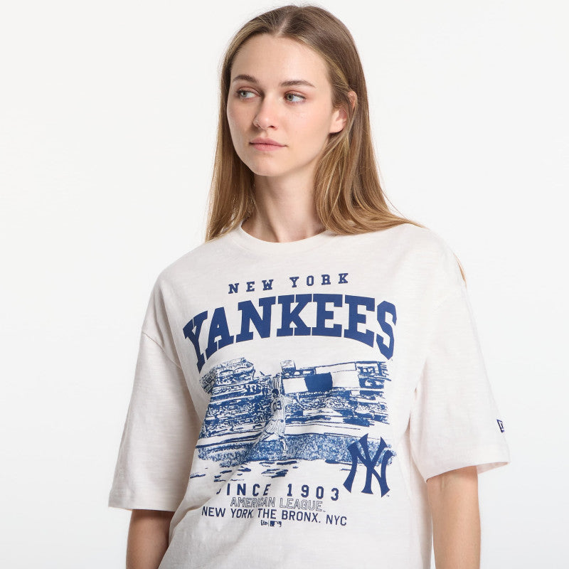 New Era MLB Slub Stadium OS Tee New York Yankees UNISEX Off White