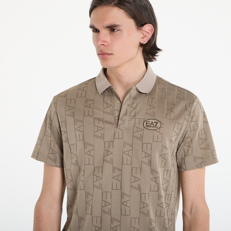 EA7 Emporio Armani Golf Pro Polo Shirt Fancy Roasted Cashew Logo