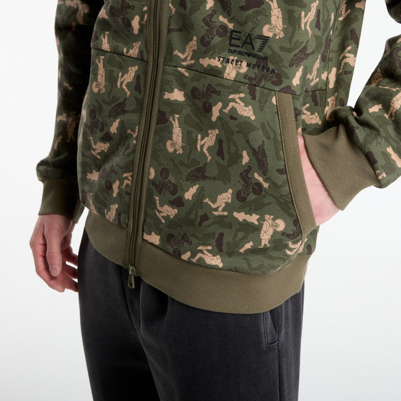 EA7 Emporio Armani Train Graphic Series M Hoodie Green Fancy Camou