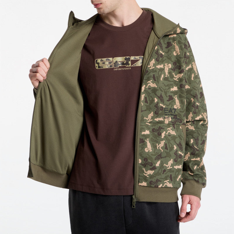 EA7 Emporio Armani Train Graphic Series M Hoodie Green Fancy Camou