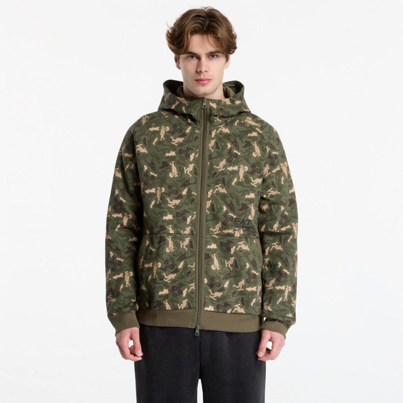 EA7 Emporio Armani Train Graphic Series M Hoodie Green Fancy Camou