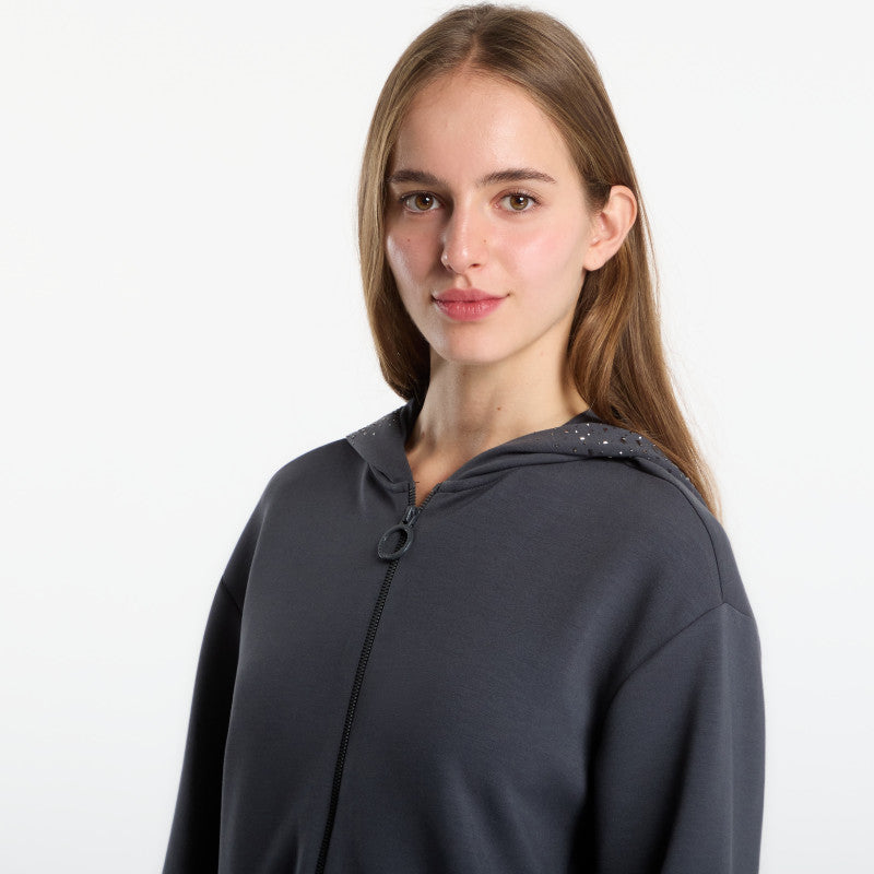 EA7 Emporio Armani Train Precious Wmns Hoodie Fz Asphalt