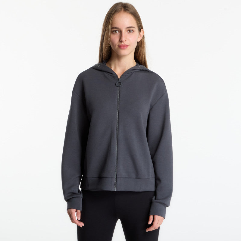 EA7 Emporio Armani Train Precious Wmns Hoodie Fz Asphalt