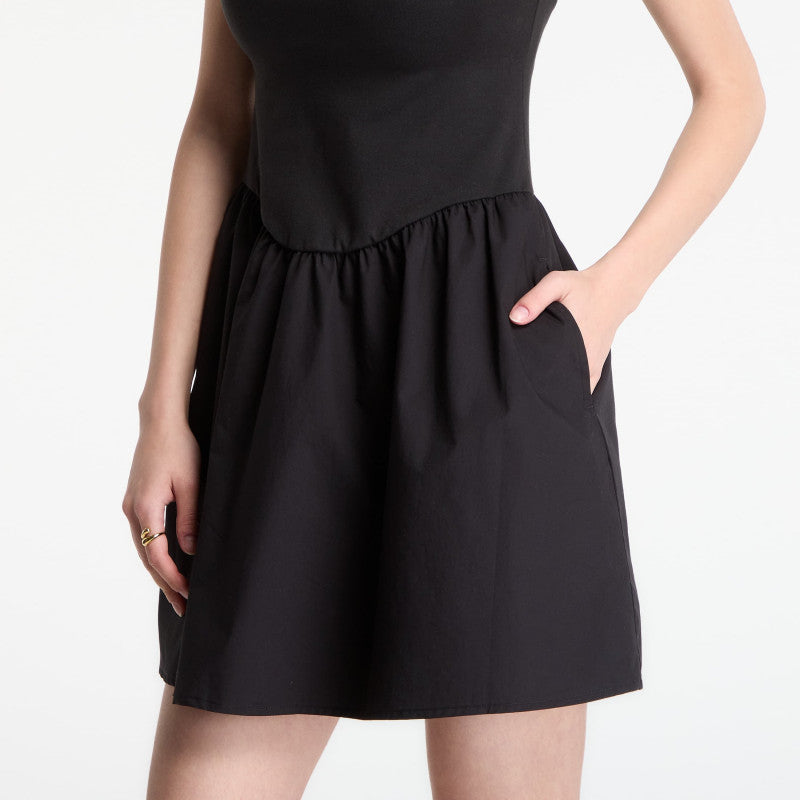 Sukienka GAP Sl High Neck Mixed Media Mini Dress Black