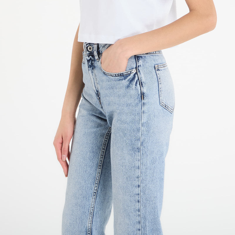 Jeansy Karl Lagerfeld Jeans Hr Straight Jeans W/ Slit Visual Acid Mid Blue
