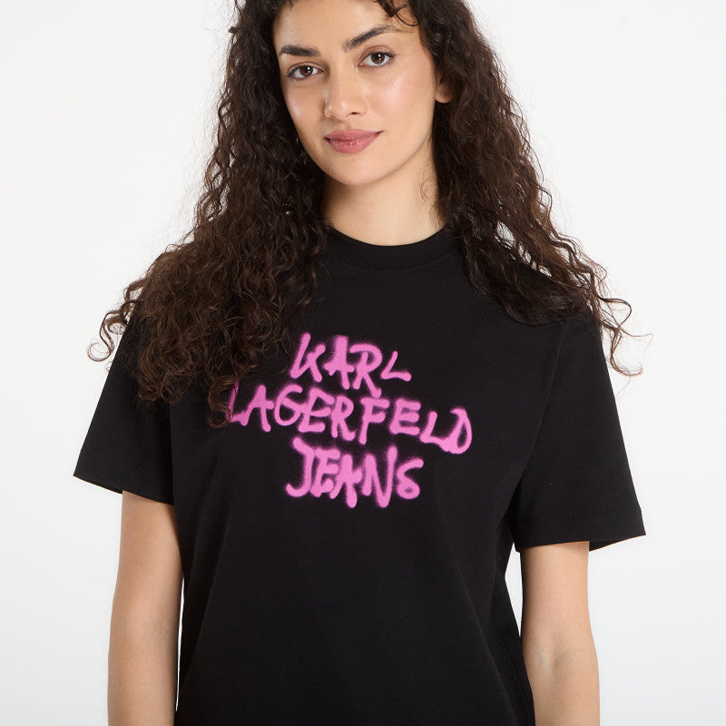 Sukienka Karl Lagerfeld Jeans Graffiti Tee Dress Black