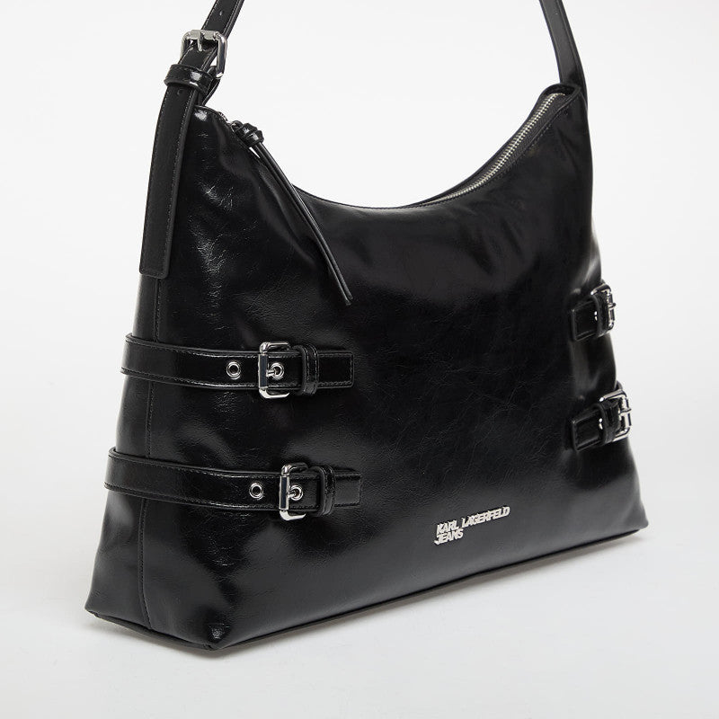 Karl Lagerfeld Jeans Buckle Large Shoulder Bag Black