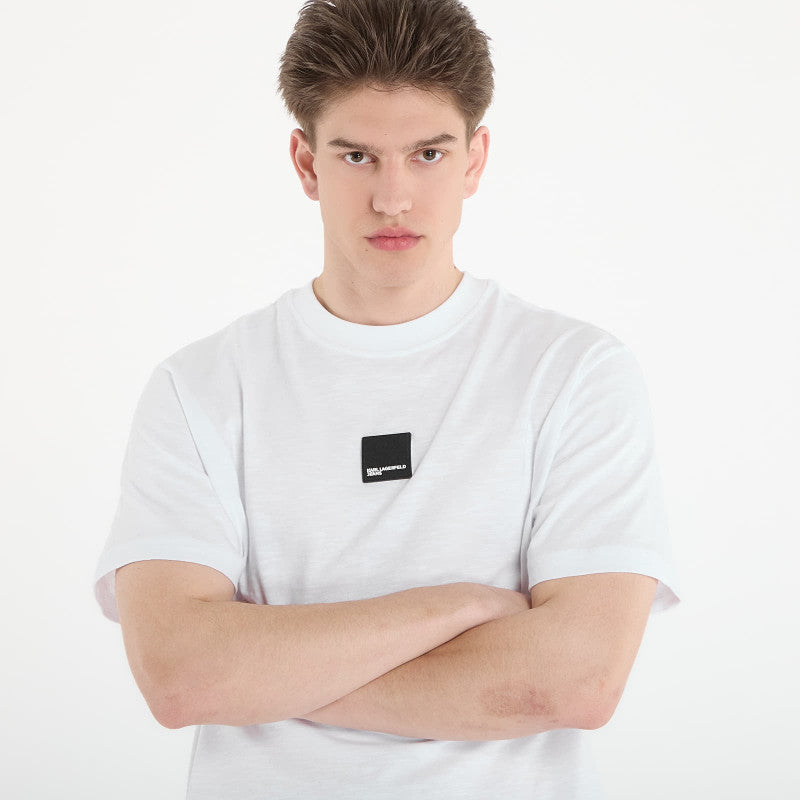Karl Lagerfeld Jeans Reg Curved Hem Slub Tee White