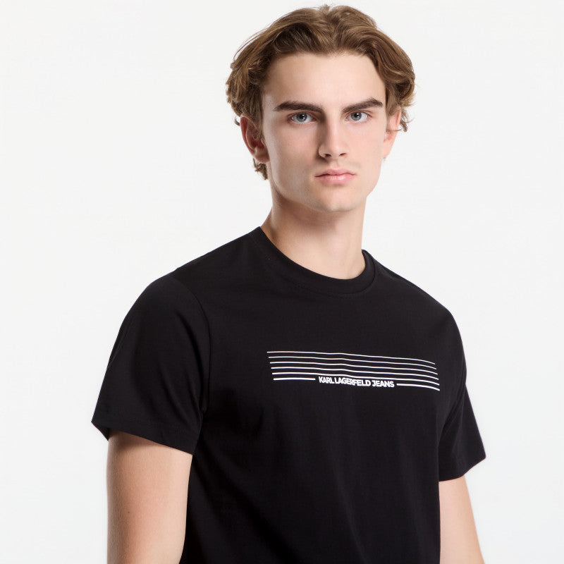 Karl Lagerfeld Jeans Slim Stripes Logo Tee Black