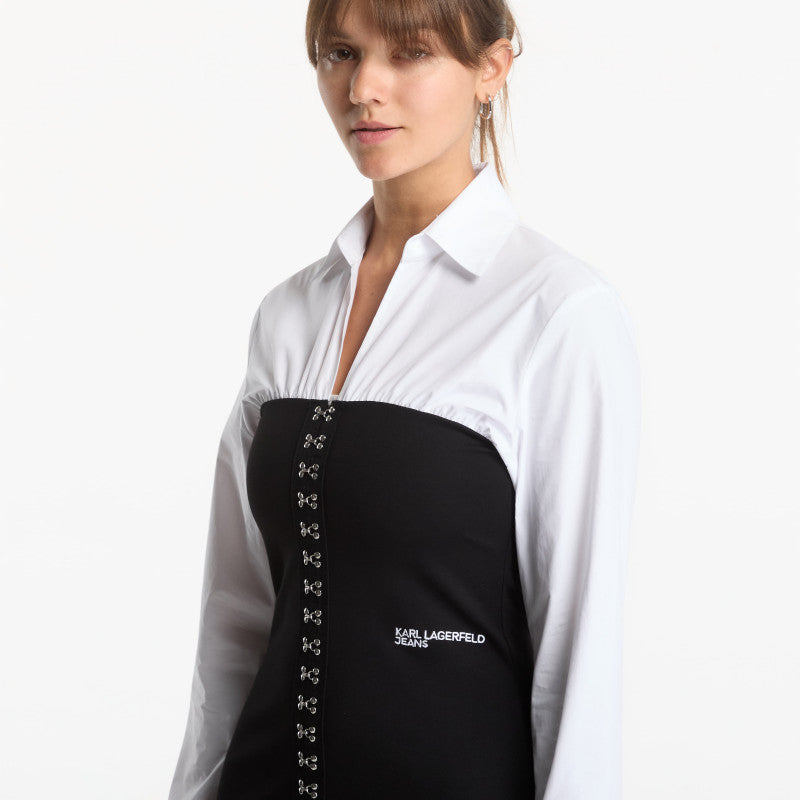 Sukienka Karl Lagerfeld Jeans Mixed Poplin Dress Black