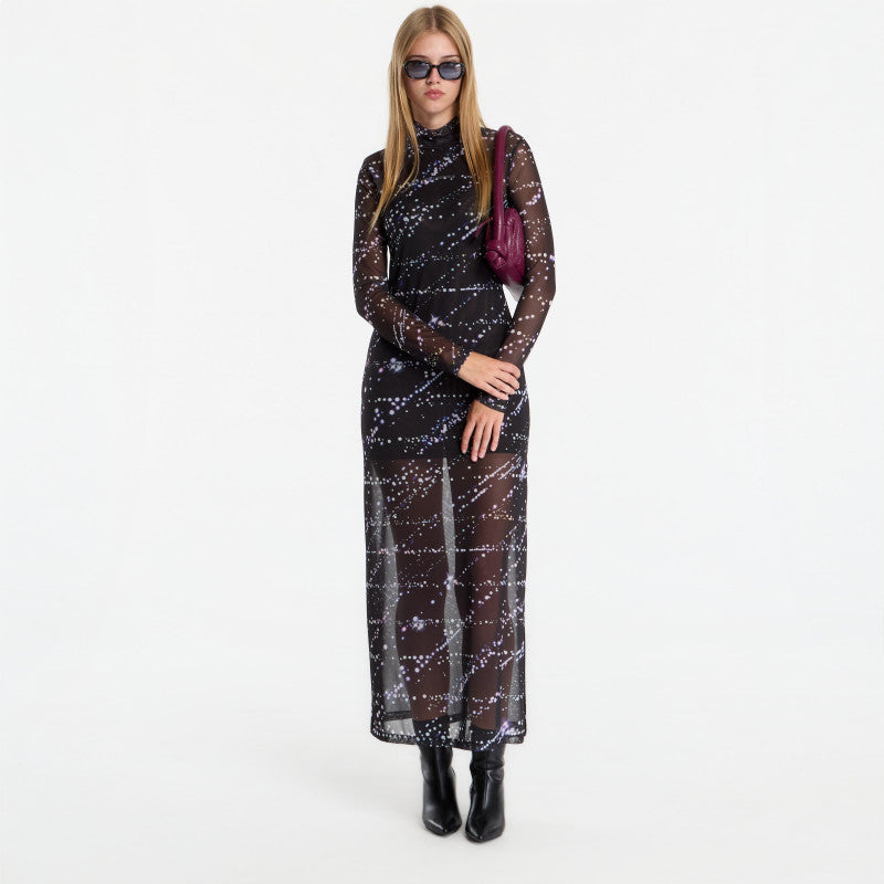 Sukienka Karl Lagerfeld Jeans Mesh Aop Maxi Dress Glow Aop