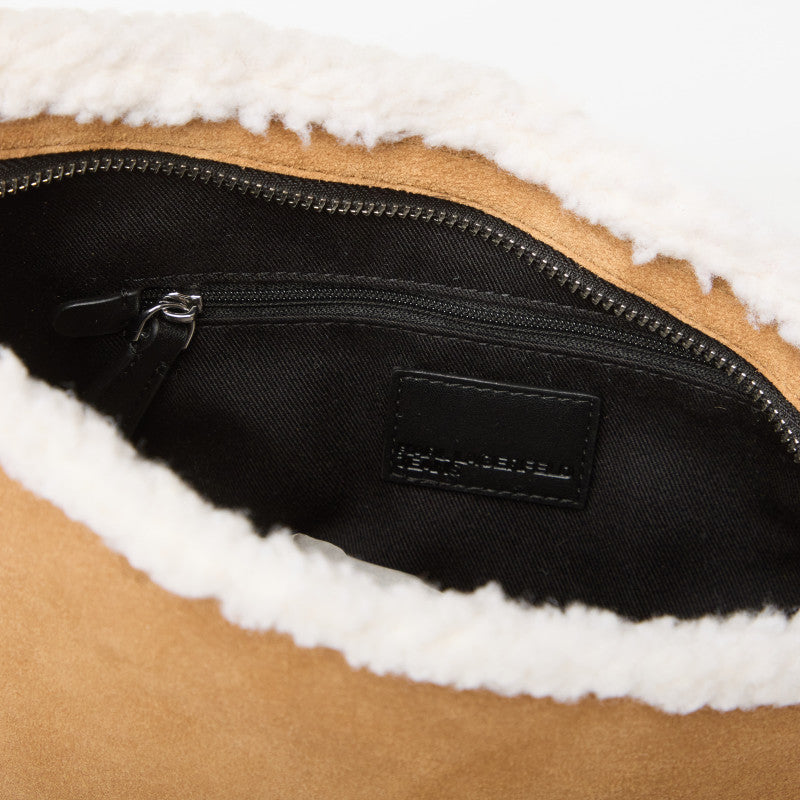 Karl Lagerfeld Jeans Geo Suede Shoulder Bag Fur Brown