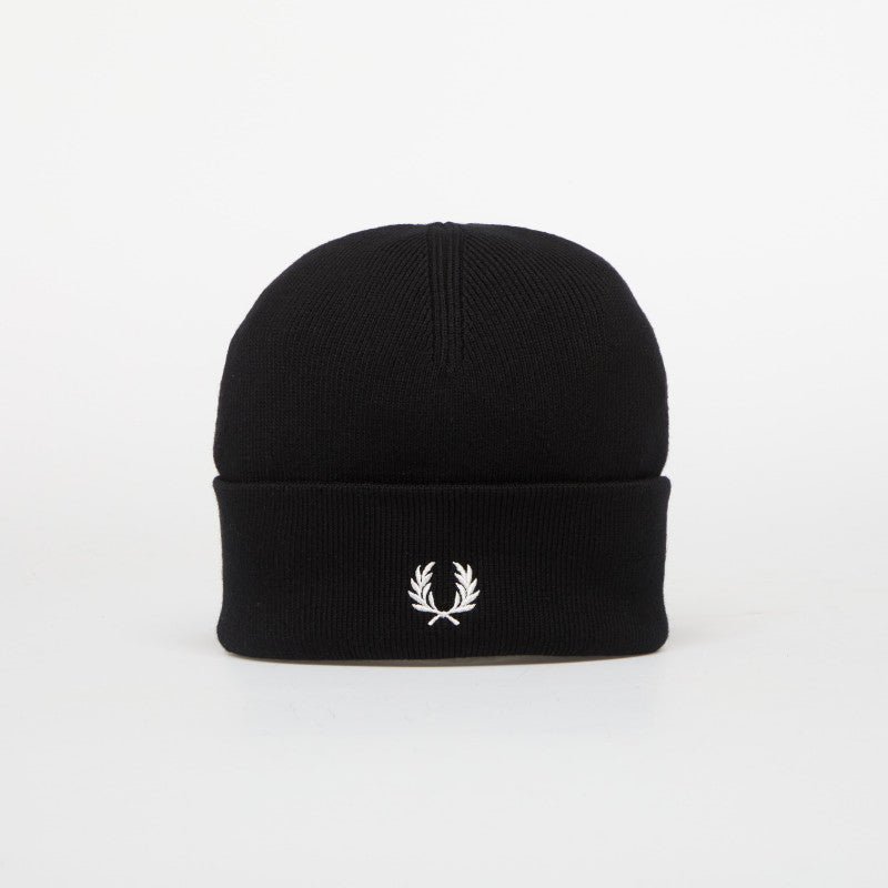 FRED PERRY Classic Merino Wool Beanie Black/ Snow White